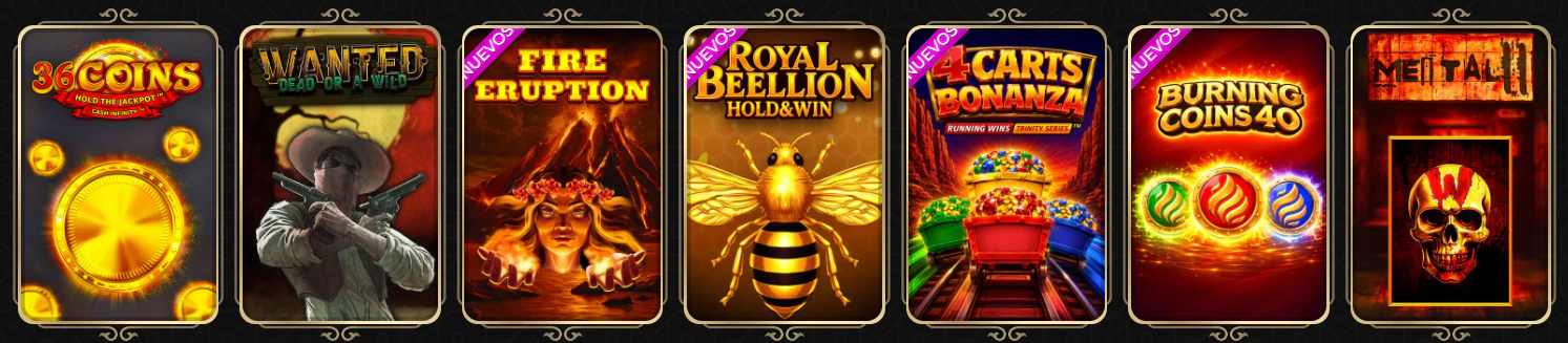 Oferta de slots online y máquinas tragamonedas disponible en Casina Casino
